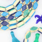 Sand & Sea Bone Beads: Blue, Green, Cream Layered Laminated Spacers, 9x16mm