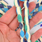 Sand & Sea Bone Beads: Blue, Green, Cream Layered Laminated Spacers, 9x16mm
