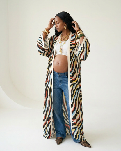 Vibrant Printed Maxi Kimono