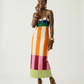Vibrant Striped Bodycon Maxi Dress