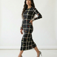 Vibrant Plaid Pleated Maxi Dress