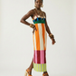 Vibrant Striped Bodycon Maxi Dress
