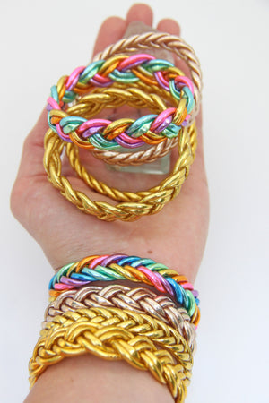 Rainbow or Gold Braided Thai Buddhist Temple Bracelets, Mantra Bangle, Sizes Available