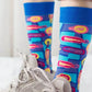 Bright Idea! Lightbulb Colorful Cotton Socks | Blue Women‘s Crew Socks