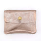 Metallic Italian Leather Coin Purse, 3 Compartments, Zipper Pocket