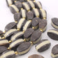 Bone Beads: Brown & Cream Layered Laminated Spacers, 11x21mm, 8 beads