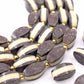 Bone Beads: Brown & Cream Layered Laminated Spacers, 11x21mm, 8 beads