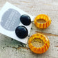 Mustard Yellow Stripe Donut Drop Earrings
