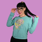 Floral Bouffant Pullover in Catalina Blue