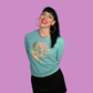 Floral Bouffant Pullover in Catalina Blue