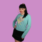 Floral Bouffant Pullover in Catalina Blue