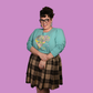 Floral Bouffant Pullover in Catalina Blue