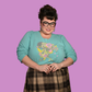 Floral Bouffant Pullover in Catalina Blue