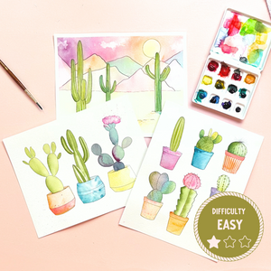 Cacti Cuties Watercolor Painting Kit - (Large)