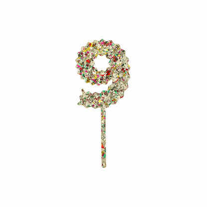 Gold Confetti Number Cake Toppers: 0-9