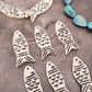 Black & White Fish Pendants: Hand Carved Bone Focal Beads, 15x34mm, 6 pcs.