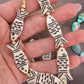 Black & White Fish Pendants: Hand Carved Bone Focal Beads, 15x34mm, 6 pcs.