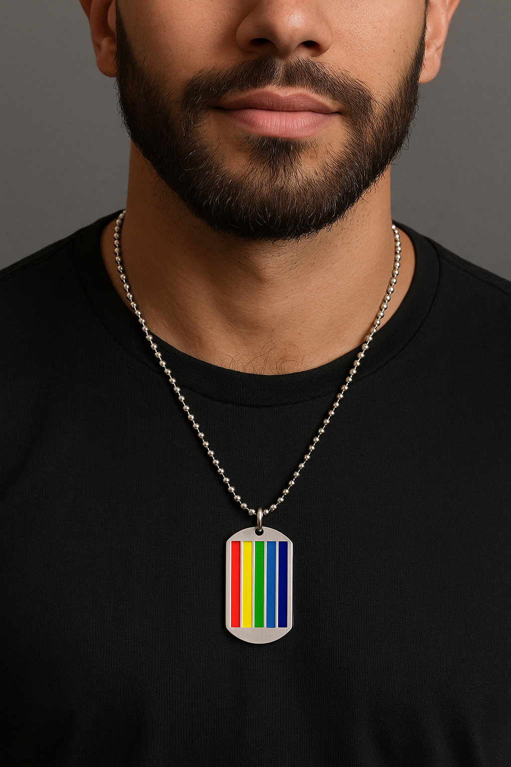 Rainbow Dog Tag Necklace – LGBTQ+ Pride Pendant on 24" Ball Chain