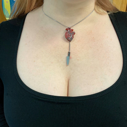 Chopped Heart Necklace - Drop Dead Red