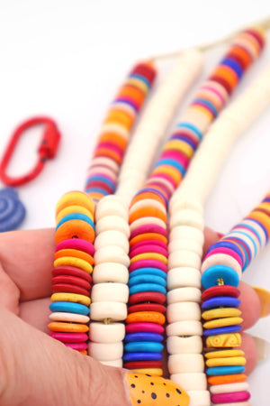 Bead Bundle: Tropical Heishi, Colorful Disc Beads, 10-11mm, 5 Strands, 360+ Beads