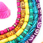 Bead Bundle: 7mm Assorted Tube Handmade Bone Beads, Bright Rainbow, 6 Strands
