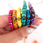 Bead Bundle: 7mm Assorted Tube Handmade Bone Beads, Bright Rainbow, 6 Strands