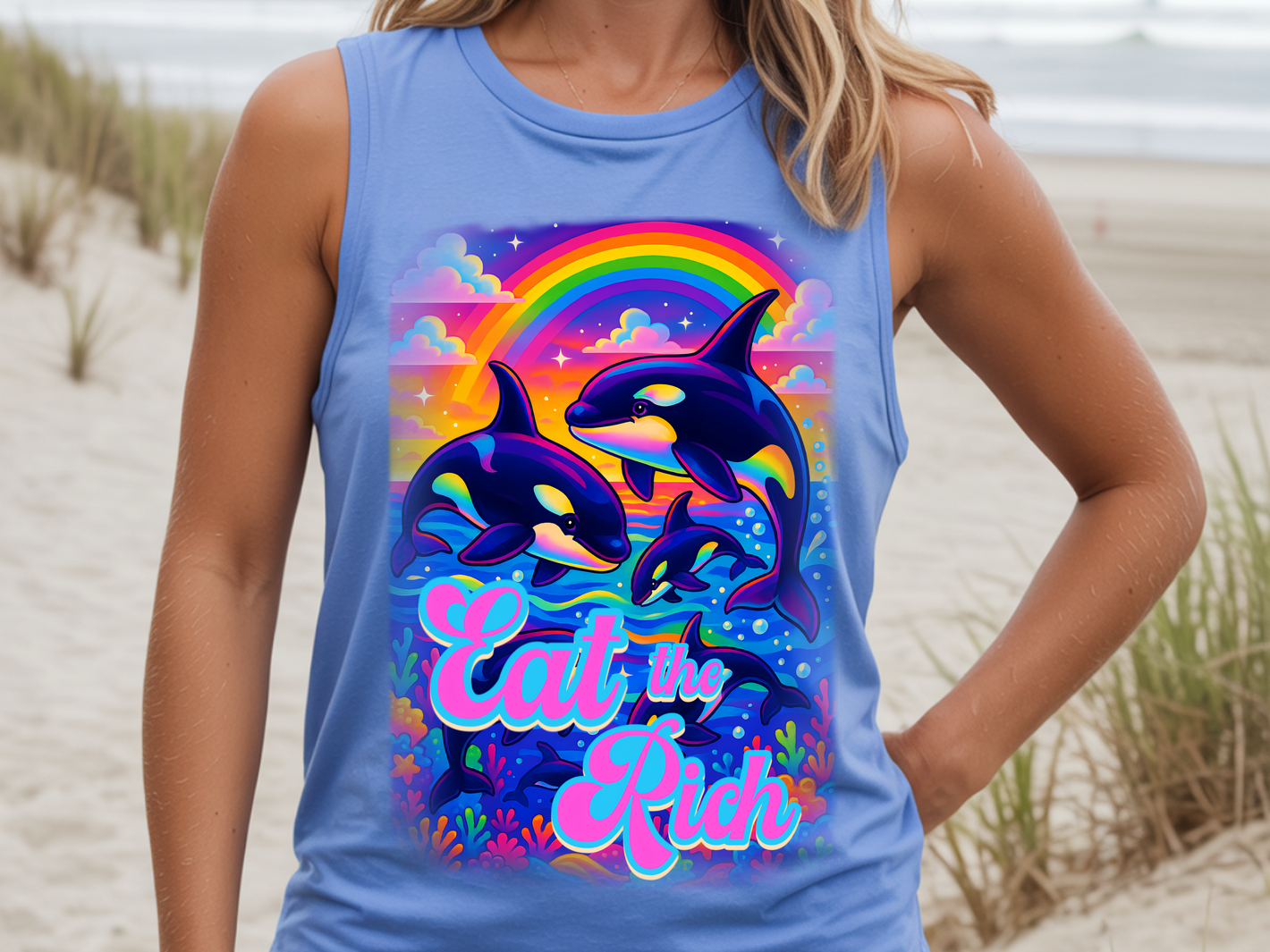 Bespattered Facade "Eat the Rich" Orcas Comfort Colors 100% Cotton Unisex Tank Top