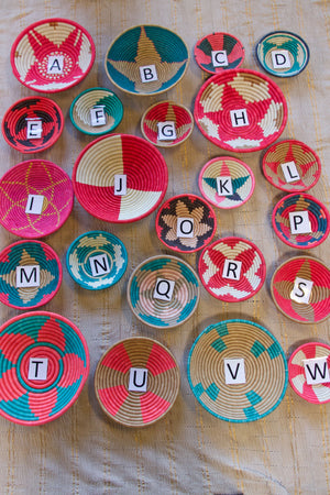 African Baskets, Coral & Teal Global Decor, from Rwanda, Assorted Sizes