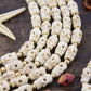 Hand-Carved Skull Bone Beads: 9x15mm, Natural Cream Sugar Skulls, 10 pcs.