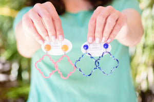 Pink Marbled Quatrefoil Earrings