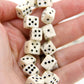 Black & White Dice Beads, Hand Carved Game Beads, 10-12mm