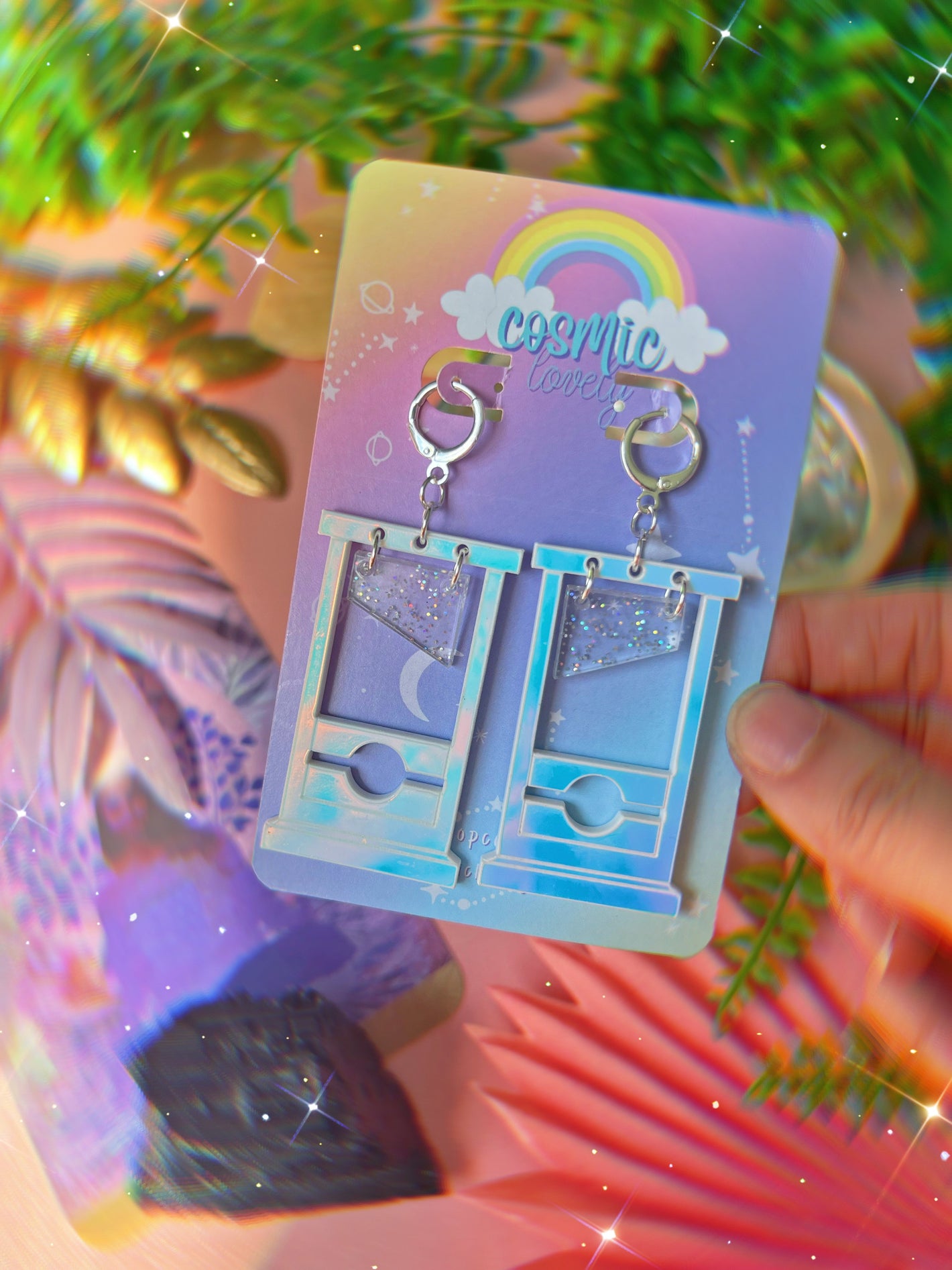 Iridescent Guillotine Earrings