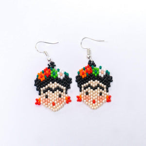 Frida Kahlo Seed Bead Earrings - Guatemala