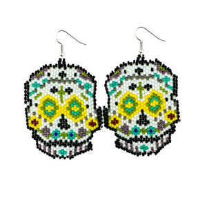 Sugar Skull Seed Bead Earrings - Guatemala