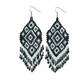 Flor Geometric Seed Bead Boho Fringe Earrings - Guatemala
