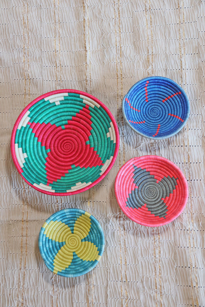 Ellis African Basket Collection, Multi-Colored, from Rwanda, Set of 4