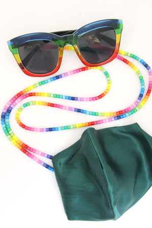 Rainbow Enamel Bead Sunglass Necklace, Eyeglass Strap, Mask Chain