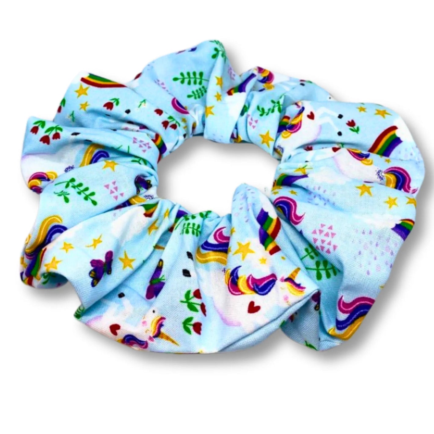 Blue Rainbow Unicorn Scrunchie