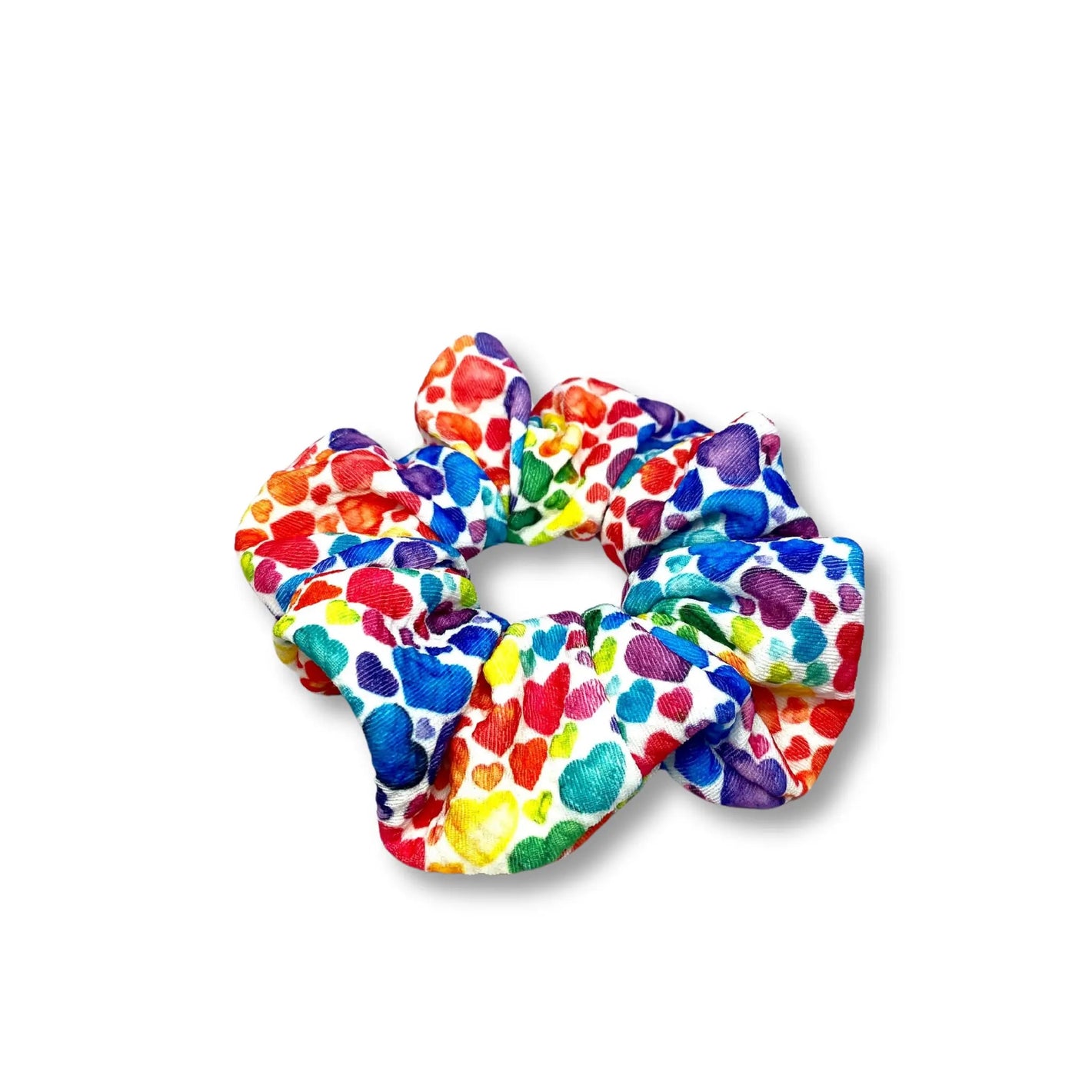 Mini Rainbow Hearts Bullet Scrunchie