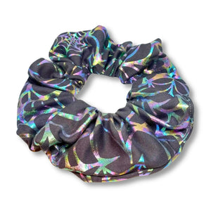 Grey Holographic Spiderweb Halloween Scrunchie