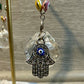Evil Eye Nazar Boncuk Chain Rearview Mirror Hanging Rainbow Suncatcher Car Charm Mal de Ojo Gift Box -- Gold or Silver Chain
