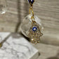 Evil Eye Nazar Boncuk Chain Rearview Mirror Hanging Rainbow Suncatcher Car Charm Mal de Ojo Gift Box -- Gold or Silver Chain
