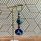 Evil Eye Nazar Boncuk Mal De Ojo Keychain with Hand Painted Ceramic Ball - Light Blue Floral Tulip