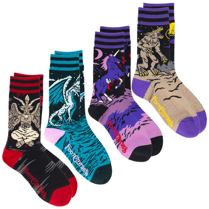 Evil AF Mythical Creatures Crew Sock Pack | 4 Designs