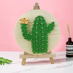 String Art DIY Kit with Stand - Cactus. Wizardi Craft Kit F07-M12-1-DHAA28289