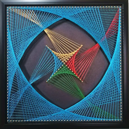 String Art DIY Kit - Symmetrical Harmony. Wizardi Geometry Nail Painting F07-M12-2-DHGG29218