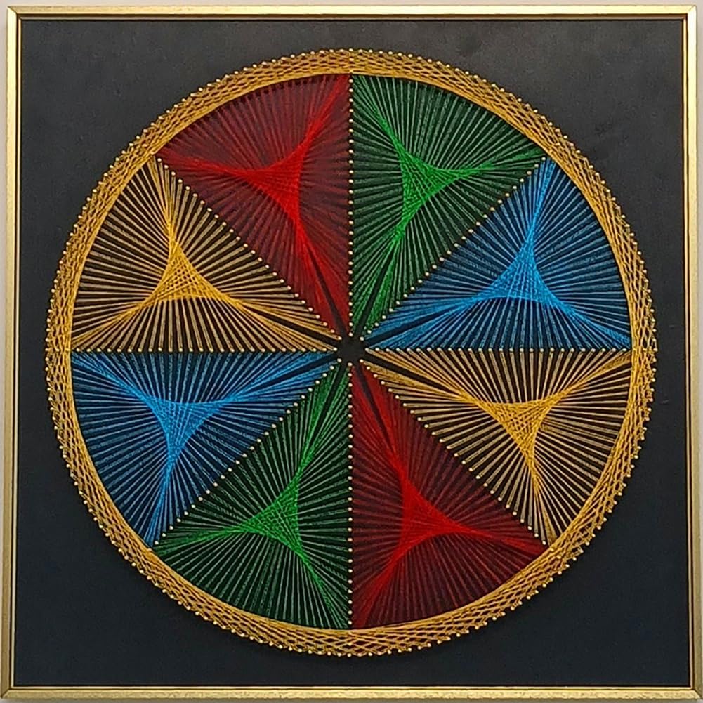 String Art DIY Kit - Starburst Spectrum. Wizardi Geometry Nail Painting F07-M12-2-DHGG29219