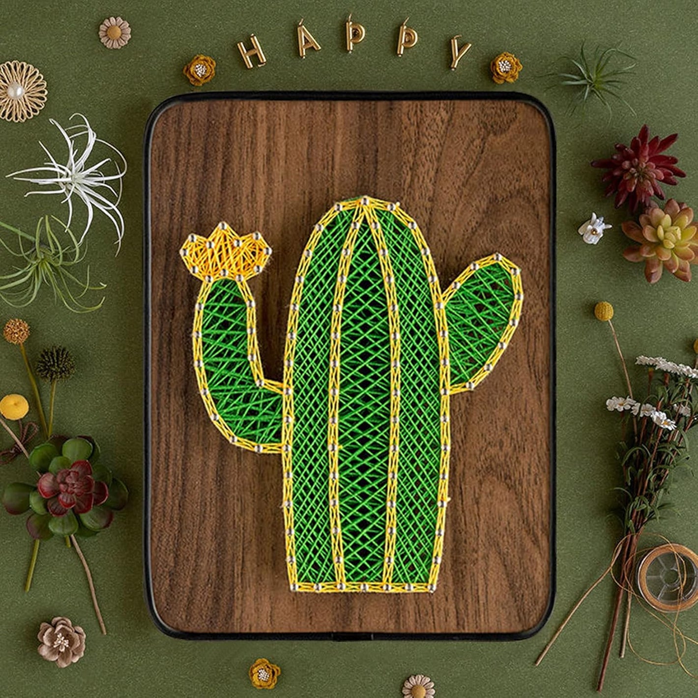 String Art DIY Kit - Cactus. Wizardi Craft Kit F07-M12-3-DH5012