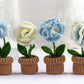 Blue and White Flowers. Potted Flower Amigurumi DIY Crochet Kit Wizardi F07N8-M20