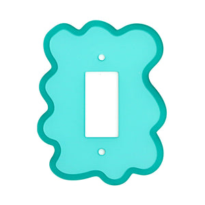 Turquoise and teal squiggle light switch cover